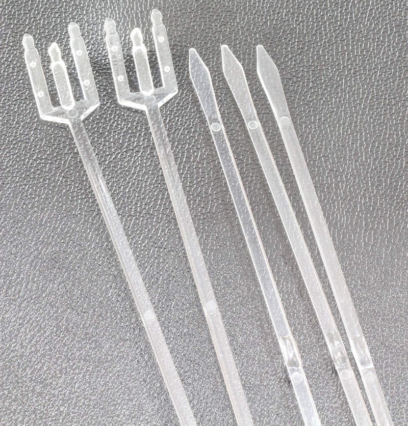 Ruiling 100pcs Plastic Floral Picks Transparent Fork Shape Head Card Holders of Gift Cards, Place Cards, Photos, Food Labels for Weddings, Birthday Parties, Events, Decorations 31cm/12inch - Image 2